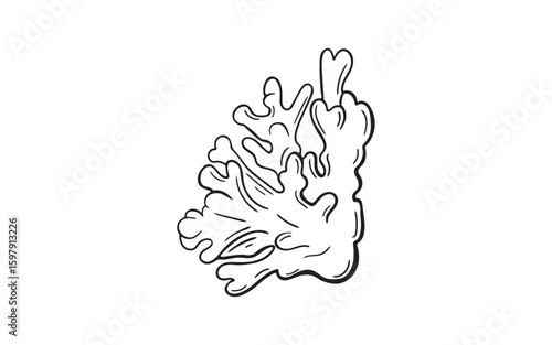 Hand drawn coral branch doodle icon. Vintage organic sea, ocean themed plant. Marine line art reef element for reef design, ocean pattern. 