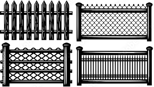 Set of fence line art 