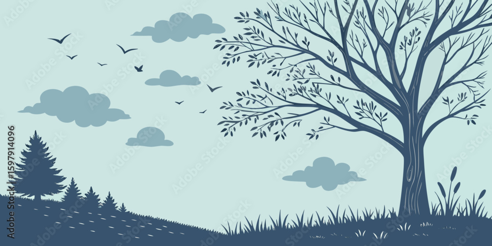 Fototapeta premium winter landscape with trees