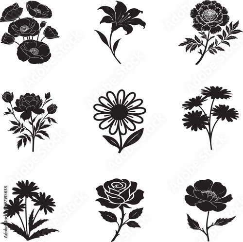 Flower Silhouette Set