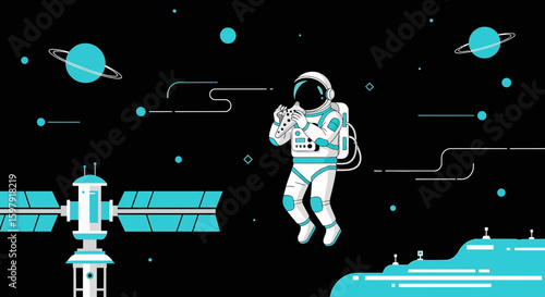 Astronaut Melodies Interstellar Harmony Through Space Music Serenade Illustration