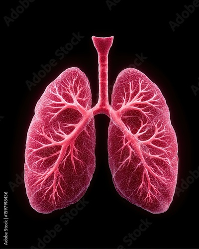 neon lungs illustration, neon lungs on black background with glowing anatomy, neon lungs medical concept for anatomy and health care design, neon lungs futuristic art