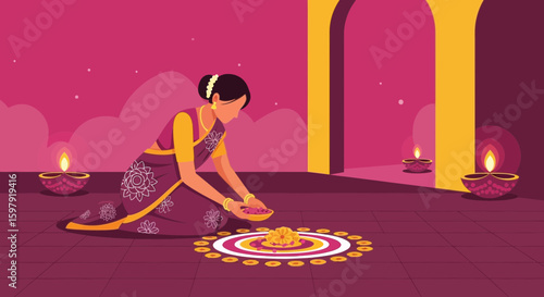 Celebrating Diwali The Festival Of Lights With Traditional Rangoli Decorations