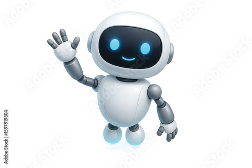 blue robot with a big smile