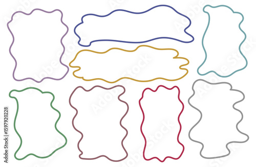 手書きうねうねフレーム　くすんだ色