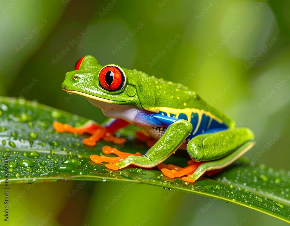 Obraz premium Vibrant Red-Eyed Tree Frog