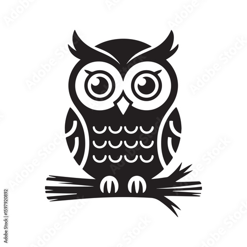 A minimalist owl bird vector silhouette design illustration.