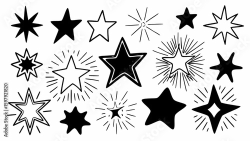 Download hand drawn star vector illustration set for graphic design and celestial themed projects free image 100