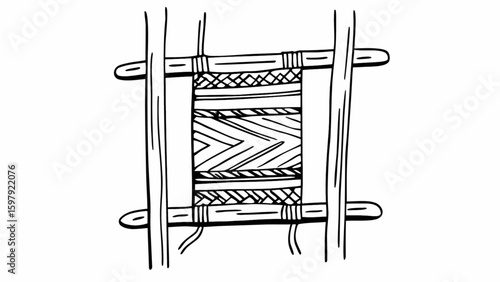 Handmade weaving loom illustration for diy craft projects and textile art design ideas and creative weaving patterns