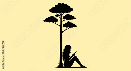 silhouette of a girl with a flower