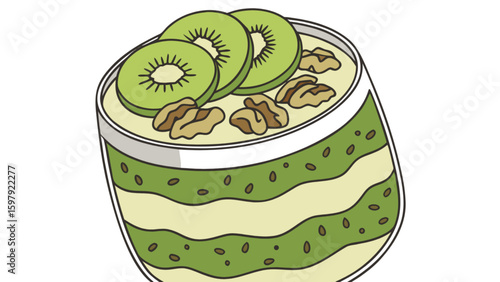 Kiwi walnut parfait dessert recipe layered healthy breakfast food delicious vegan snack tasty treat recipe idea