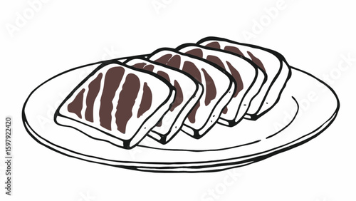 Delicious chocolate french toast breakfast recipe on a plate sweet food morning meal brunch cafe bakery toast