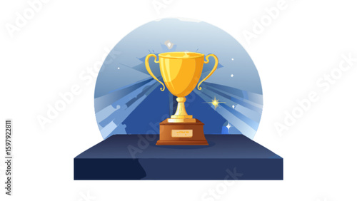 Golden trophy award achievement competition success champion prize victory celebration winning cup