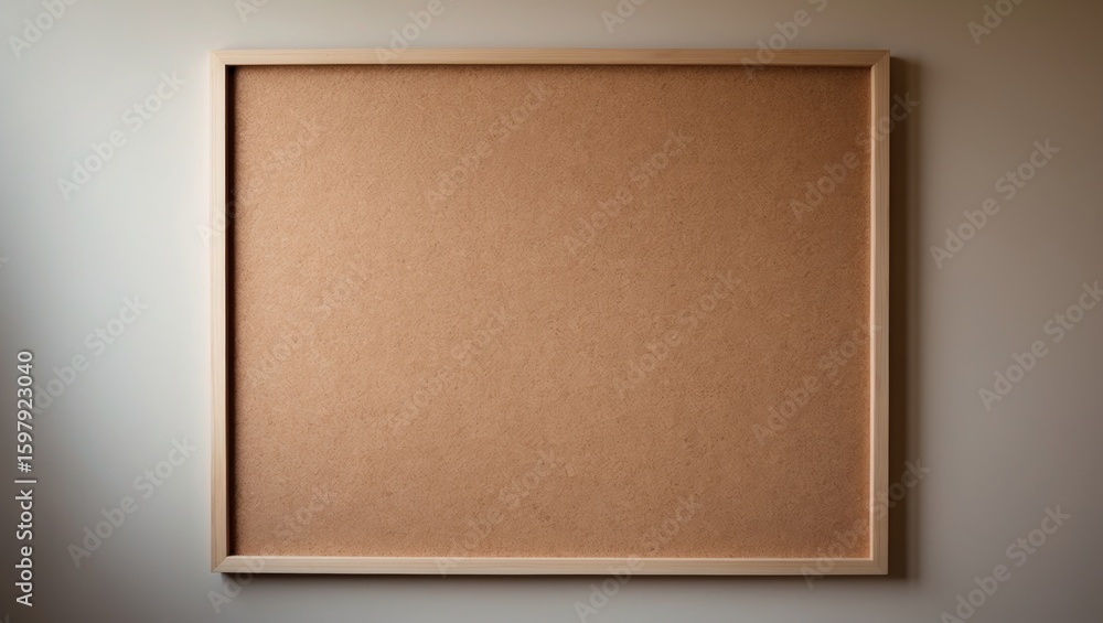 Fototapeta premium Empty corkboard or notice board with wooden frame mounted on wall.