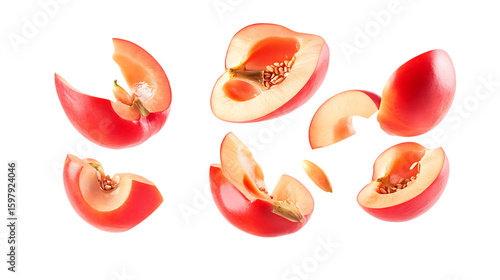 Ackee with half slice falling and floating png