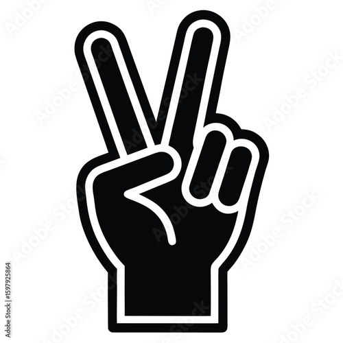 Vector of a Victory Hand Gesture in Black and White