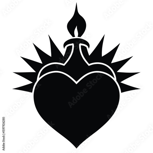 Virgin Mary Holding a Child Spiritual Icon in Black