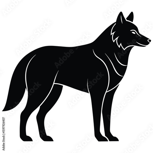 Wolf Silhouette in Black Smooth Vector Art