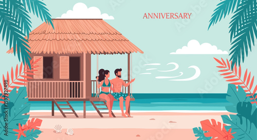 Celebrating Romantic Anniversary At Beach Hut With Ocean View During Vacation