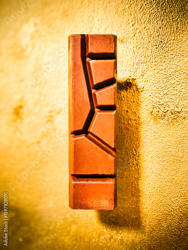 Geometric Chocolate Bar on Golden Textured Background