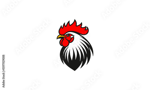 Forward-Facing Rooster Mascot Logo