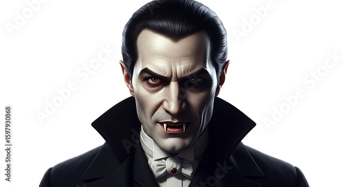A realistic Dracula trying to scare people