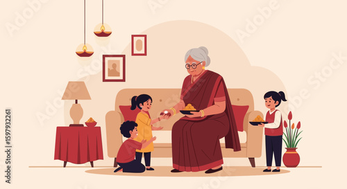 Celebration Time With Grandparents And Grandchildren During Festive Season