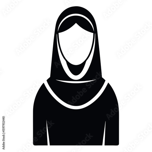 Silhouette of Woman Wearing a Hijab, Traditional Muslim Clothing, Head Covering, Islamic Dress