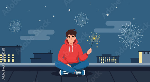 Celebration Under The Stars Rooftop Festive Spirit On City Night