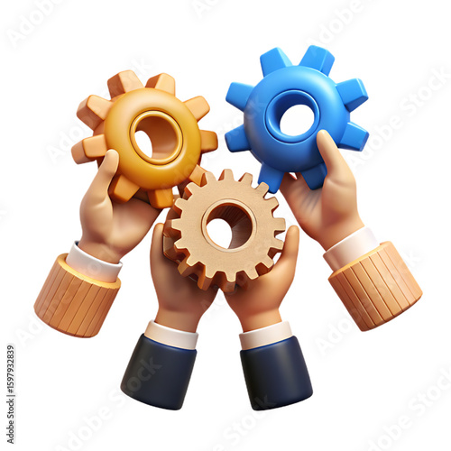 Three Hands Holding Gears: Business Collaboration & System Integration