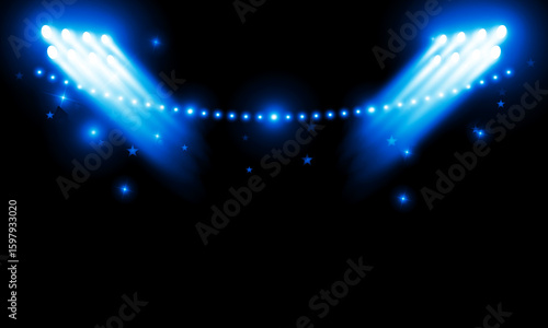 Versus Screen For Fight of sport and game, Battle Or Sport. Boxing ring arena and spotlight floodlights VS bright stadium lights Background Concept vector design