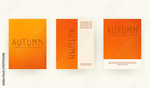 Autumn themed soft orange gradient poster set