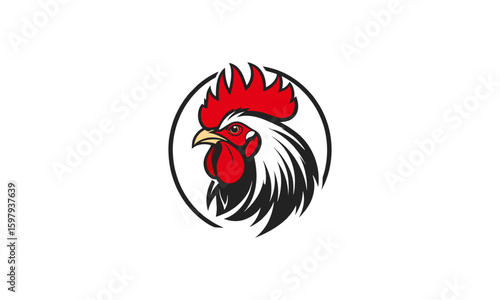 Rooster Mascot Logo in Circular Frame