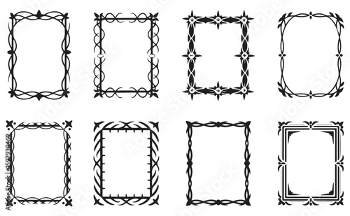 Gothic Fantasy Frame Set – Medieval Vector Borders, Mystic Tribal UI Elements for RPG and Magic Games