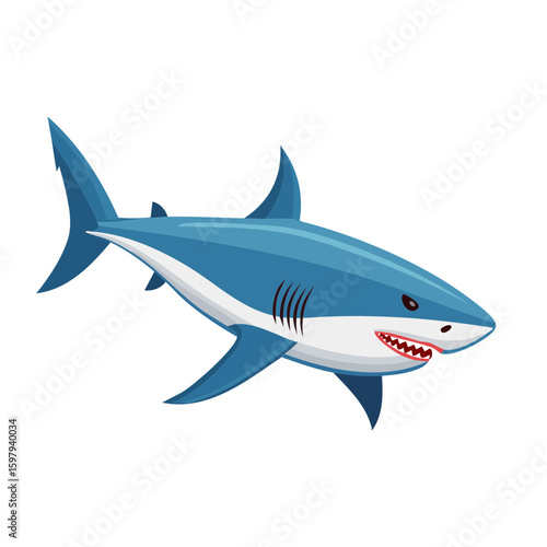 A fierce shark with sharp teeth swimming with determination 