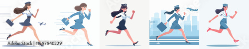 flight attendant character vector running