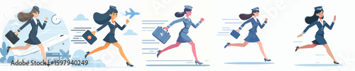 flight attendant character vector running