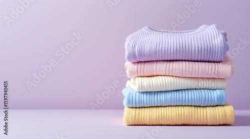 Neatly folded pastel towels in a soft pile