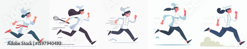 female chef character vector running