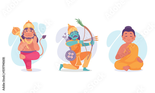 Illustration of Divine Deities and Spiritual Figures Inspired by Ancient Traditions and Beliefs