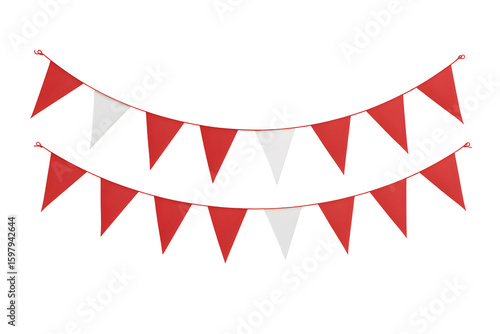 Red And White Triangle Bunting Flags Party Decoration