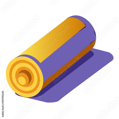 Yoga mat 3d illustration isolated on white background
