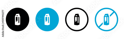 Dairy Free or Lactose Free Vector Flat Icons Design Set on White Background. Allergen Free Circle Shape Symbols. Organic Food Allergen Free Labels with Drop for Web, Packaging.	