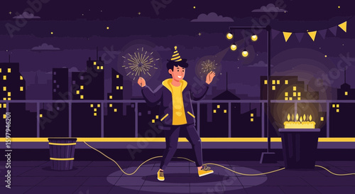 Joyful Celebration On The Rooftop With City Views In A Festive Ambiance