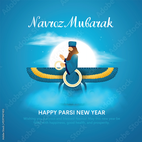 Iranian and Parsi new year or navroz mubarak (happy new year). Creative vector illustration design.