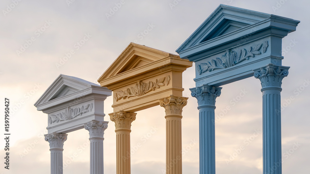 Fototapeta premium Colorful Ornate Pillars Trio
