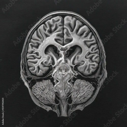 Top-down view of a detailed brain scan