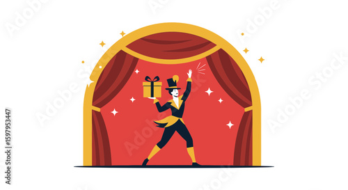 Magical Presentation At The Theater With Gift Box For A Special Moment