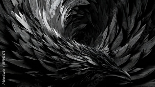 Abstract Black And White Swirling Pattern
