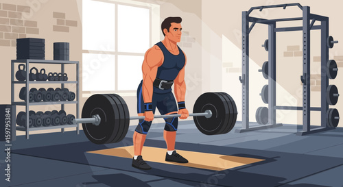 Male Athlete Performing Deadlift Exercise At The Gym For Muscular Strength